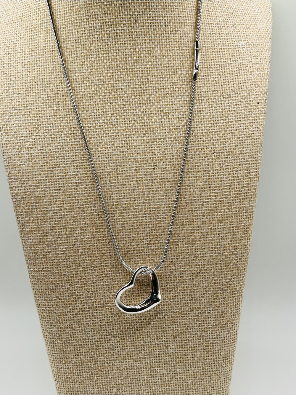 Tiffany & Co Elsa Peretti Large Open Heart Necklace .925 Silver Authentic VGC